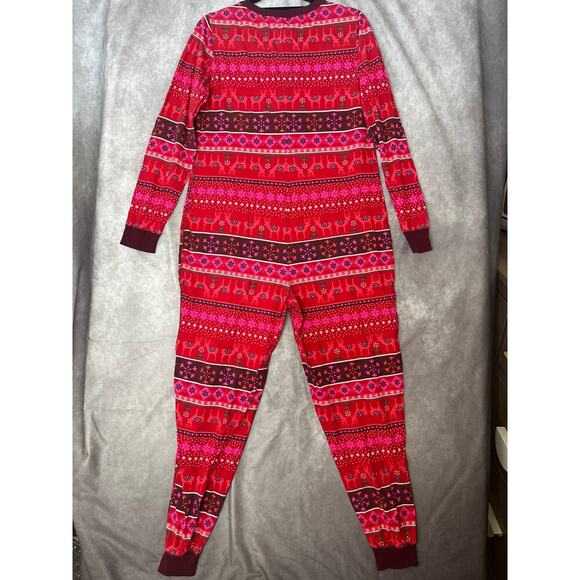 Xhilaration Christmas One Piece Pajamas Fair Isle Reindeer Cotton Y2K XL Target - Picture 5 of 9